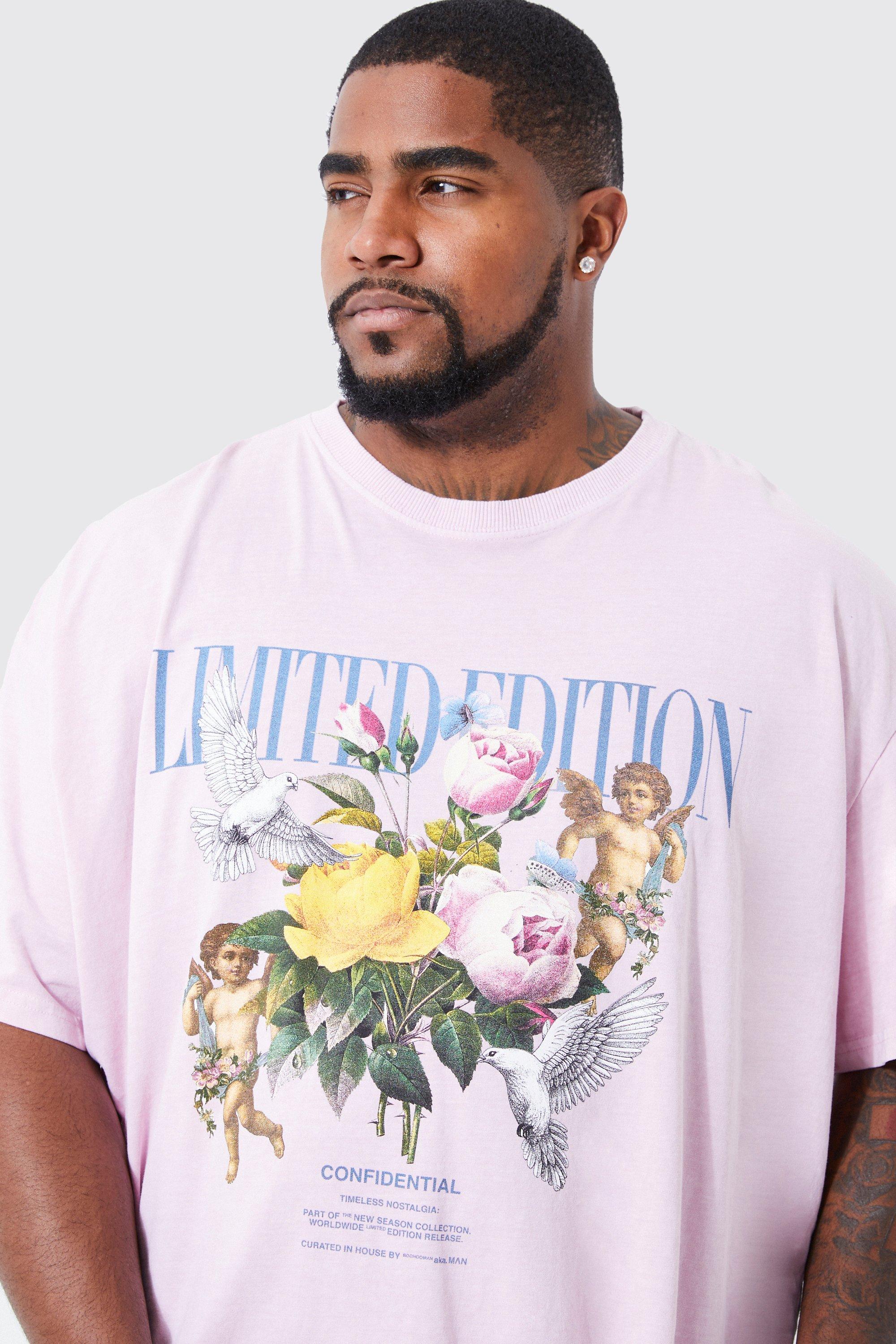 Grande taille T shirt oversize fleuri imprim cupidon boohoo